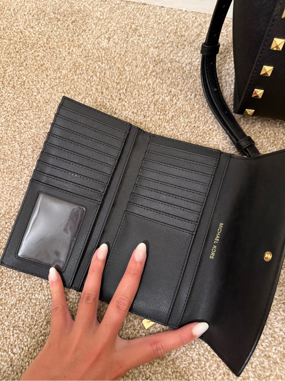 Michael Kors Black Studded Crossbody Bag with Matching Wallet - Picture 8 of 8
